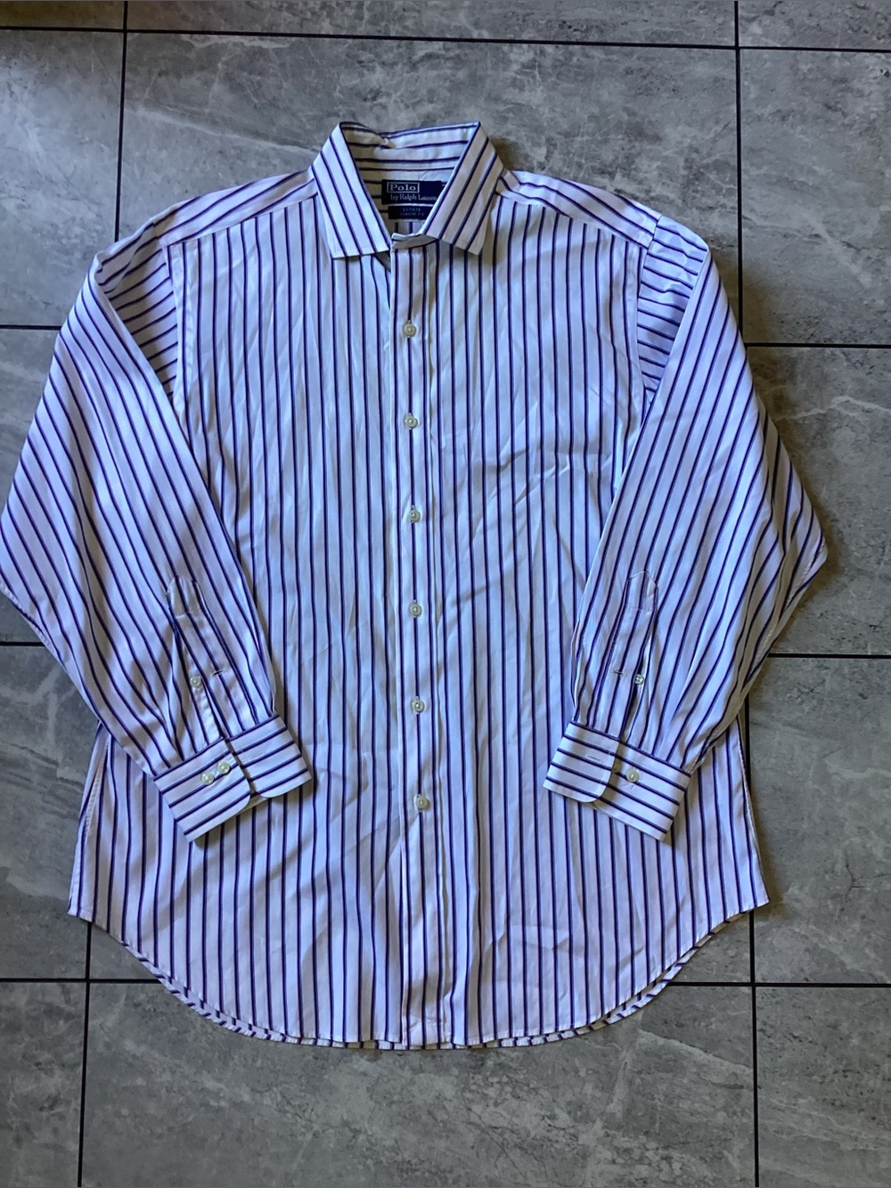 Polo Ralph Lauren Estate Classic Fit Striped Dress Shirt Mens 16.5 L Blue Pink